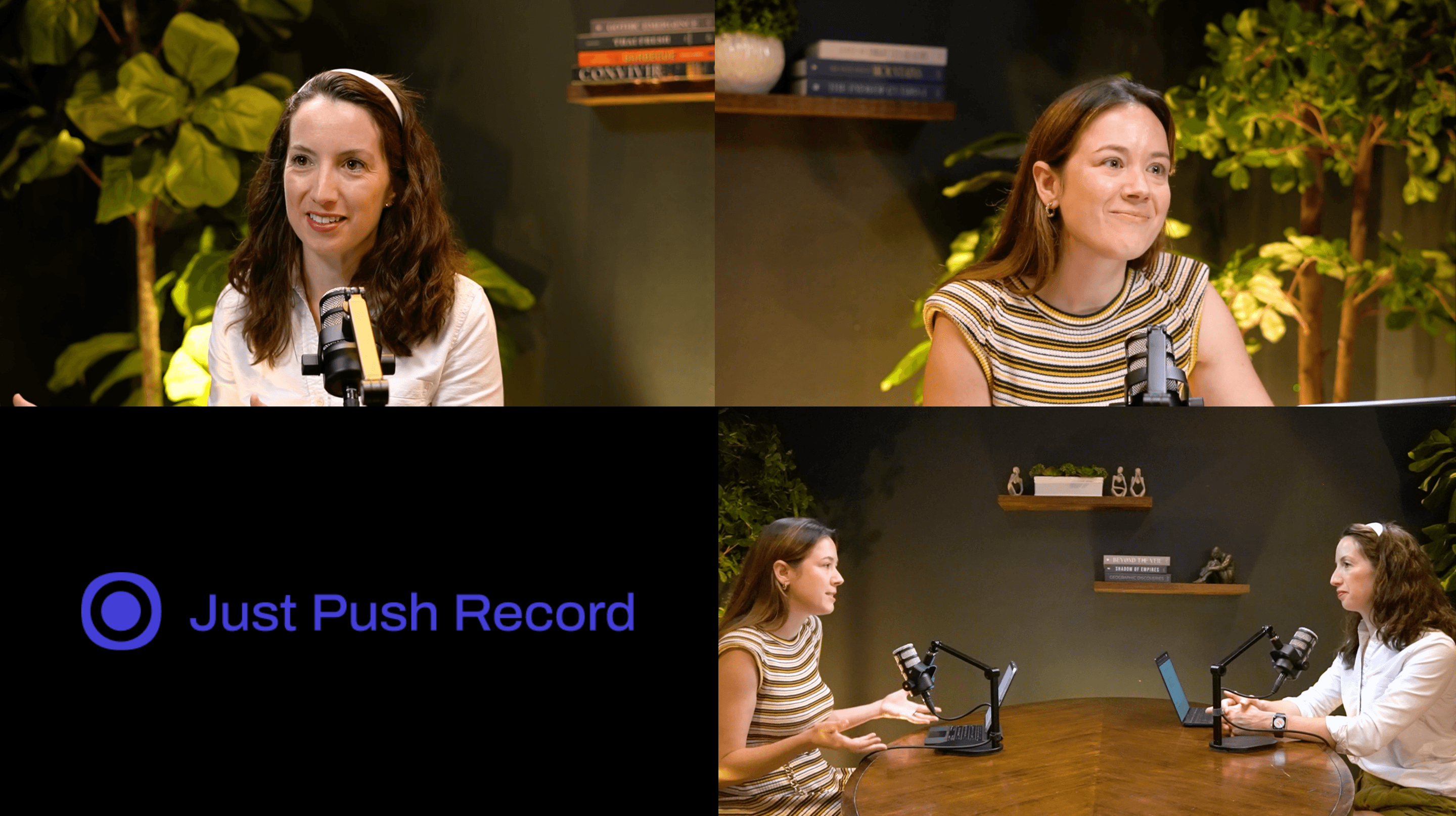 Multi-camera podcast edit showing two guests at JPR Studios