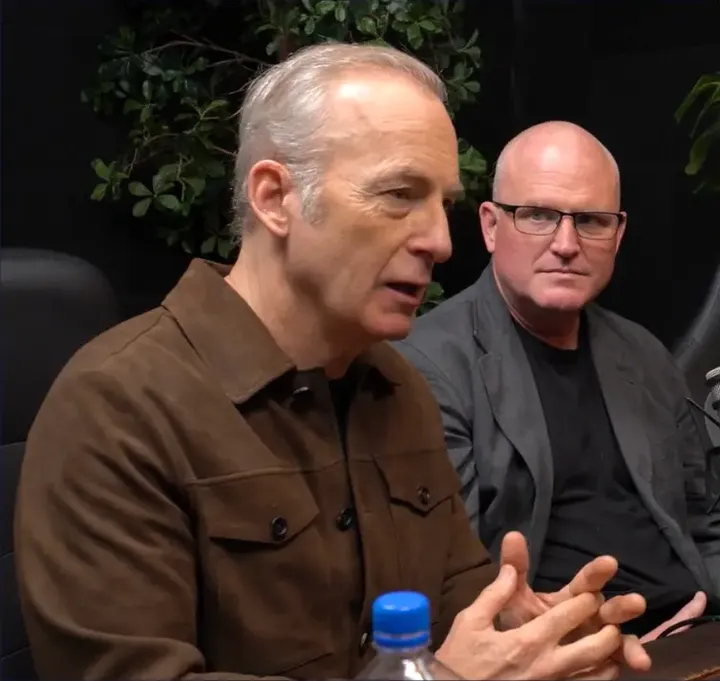 Bob Odenkirk recording a podcast at JPR Studios