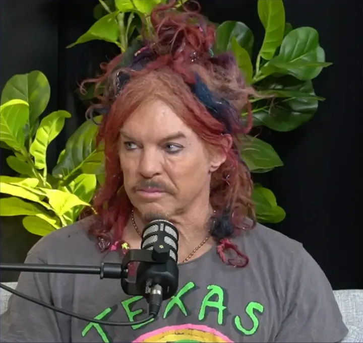 Carrot Top recording a podcast at JPR Studios