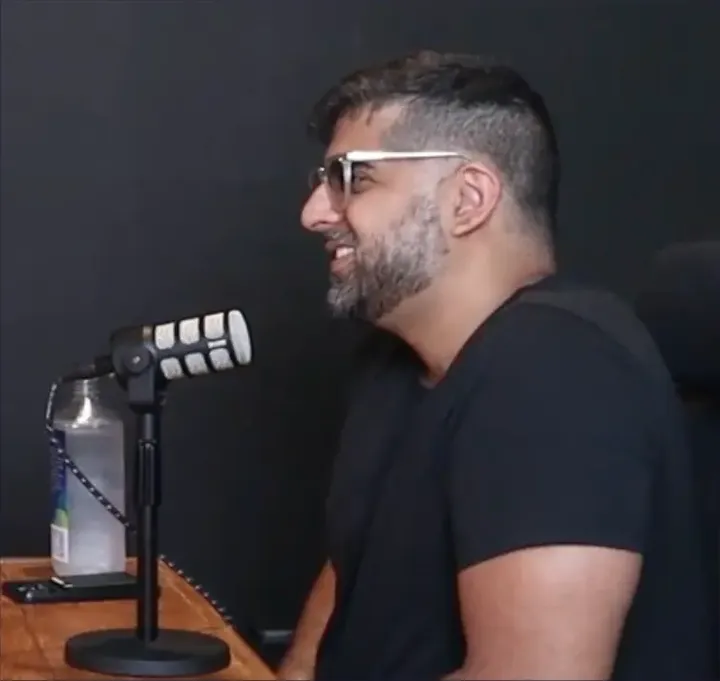 Shaan Puri recording a podcast at JPR Studios